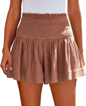 Shorts for Women Trendy High Waisted Summer Casual Stretchy Solid Color Pants Loose Pleated Athletic Shorts