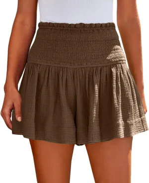 Shorts for Women Trendy High Waisted Summer Casual Stretchy Solid Color Pants Loose Pleated Athletic Shorts