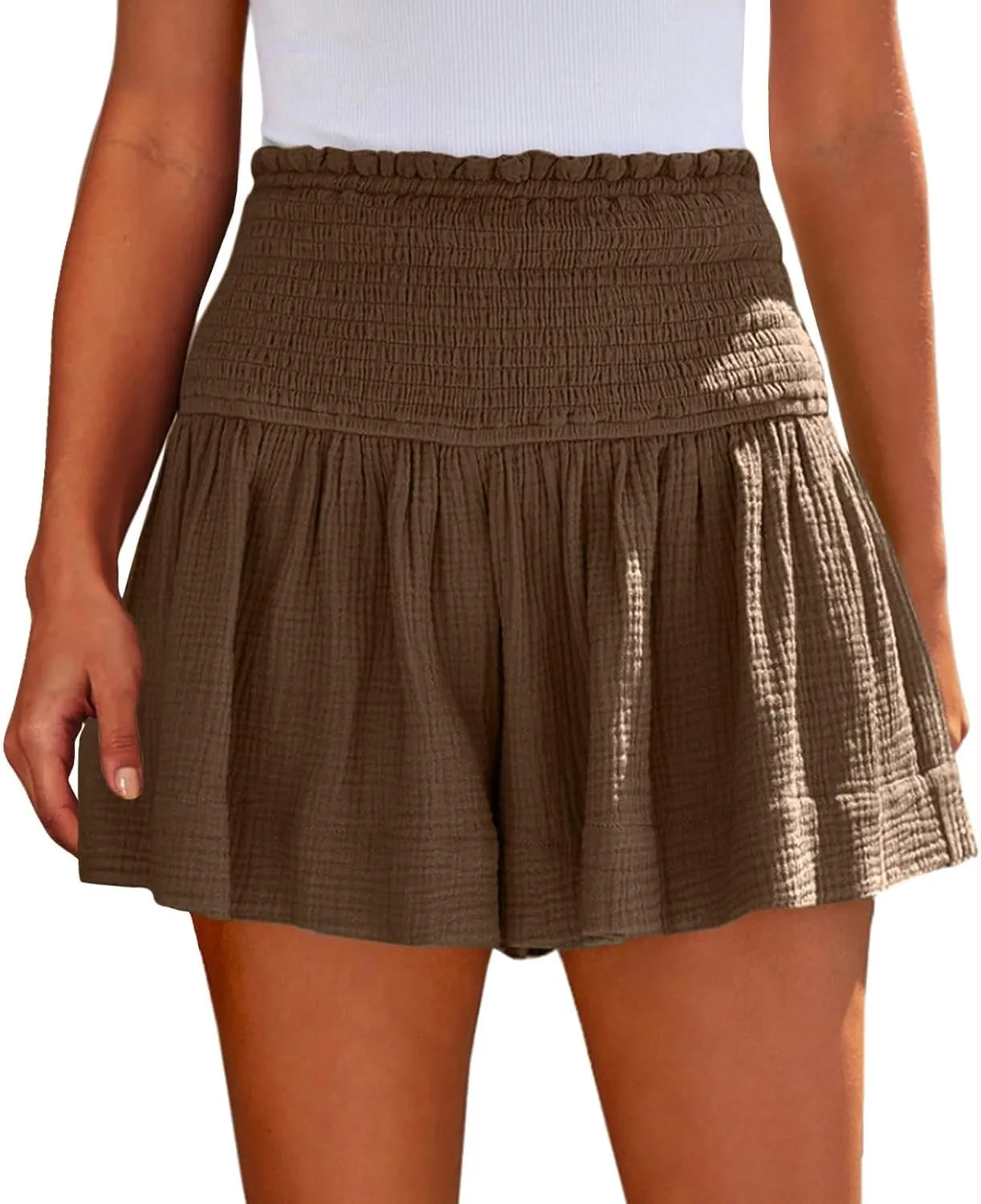 Shorts for Women Trendy High Waisted Summer Casual Stretchy Solid Color Pants Loose Pleated Athletic Shorts