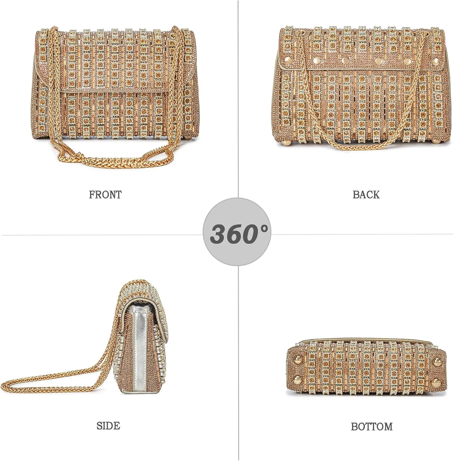 Shoulder Bags Crossbody Bag Purses Handbags Crystals Rhinestone Evening Bag for Women Clutch Purse with Chain