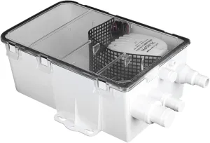 Shower Sump Pump System Marine Boat RV Bilge 12V 750GPH Multi Port Drain Box with Built in Switch Transparent Cover and Check Valve for Easy Cleaning and Water Backflow Prevention