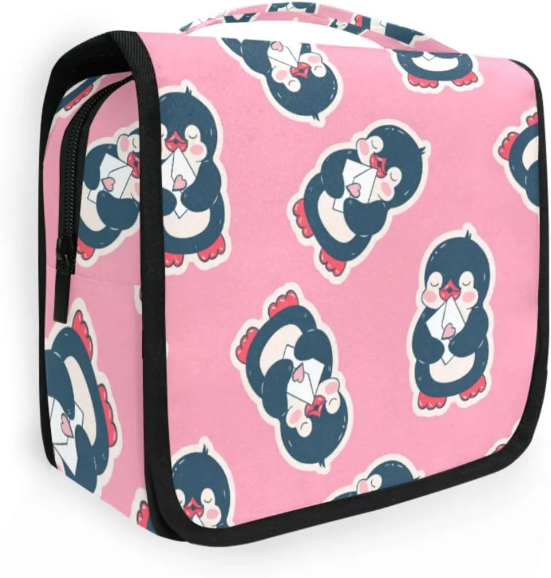 Shy Cute Penguin Makeup Bag Hanging Toiletry Travel Bag for Toiletries Portable Toiletry Organizer Bags Toiletry Bag for Women Men