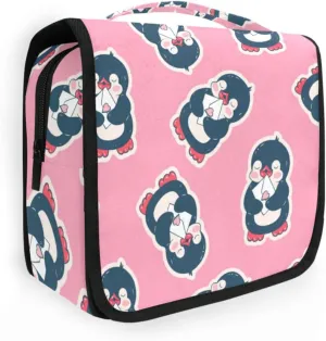 Shy Cute Penguin Makeup Bag Hanging Toiletry Travel Bag for Toiletries Portable Toiletry Organizer Bags Toiletry Bag for Women Men