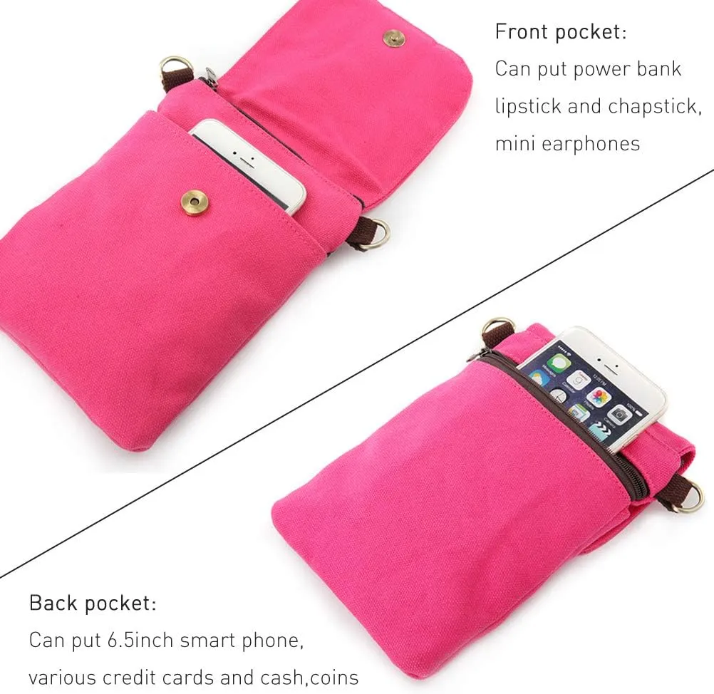 SILKAREA Vintage Embroidered Canvas Flip Small Crossbody Bag Cell Phone Pouch for Women Wristlet Wallet Bag Coin Purse
