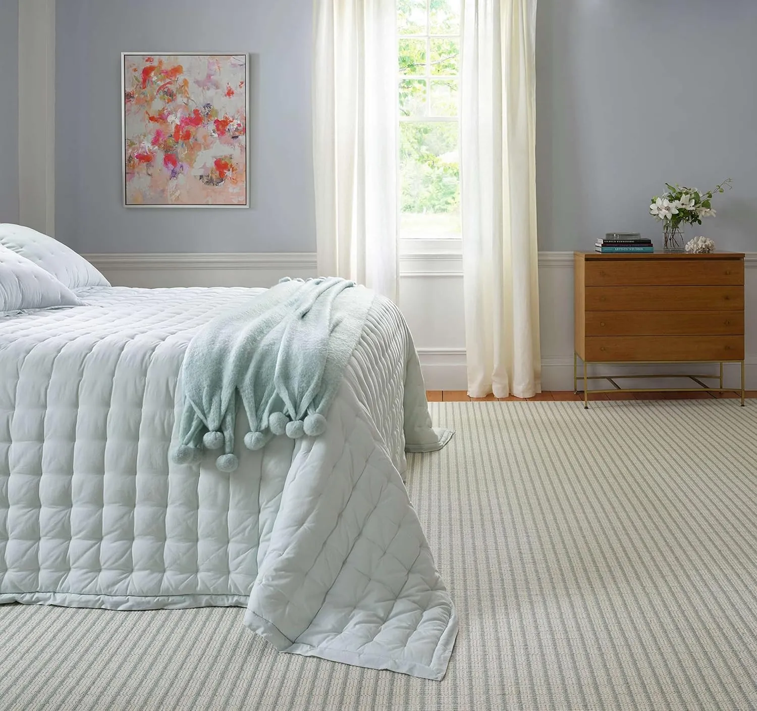 Silken Solid Robin's Egg Blue Puff Blanket, Twin Size, Sky Blue Solid Pattern