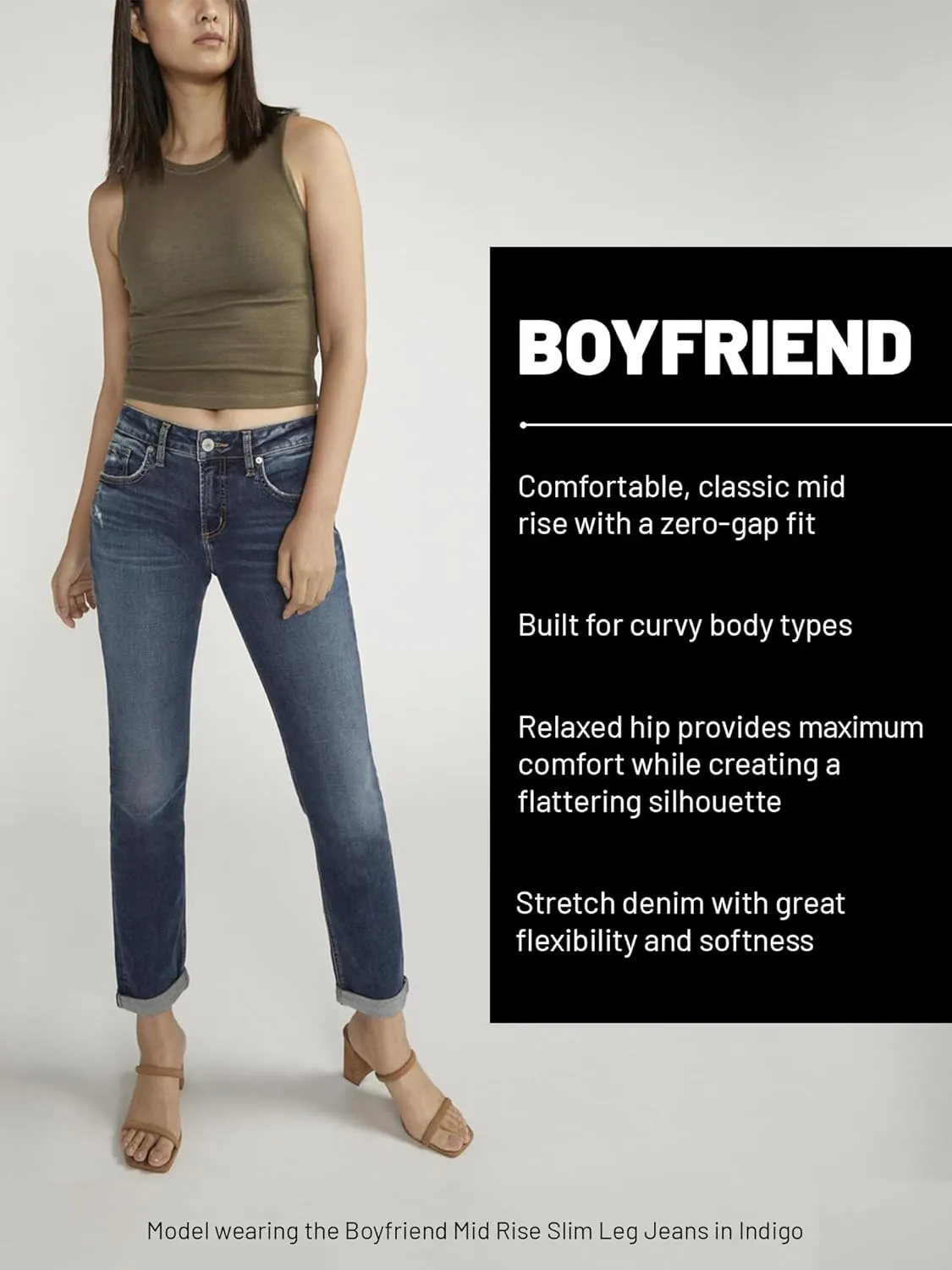 Silver Jeans Co. Women's 90s Boyfriend High Rise Straight Leg Jeans-Legacy
