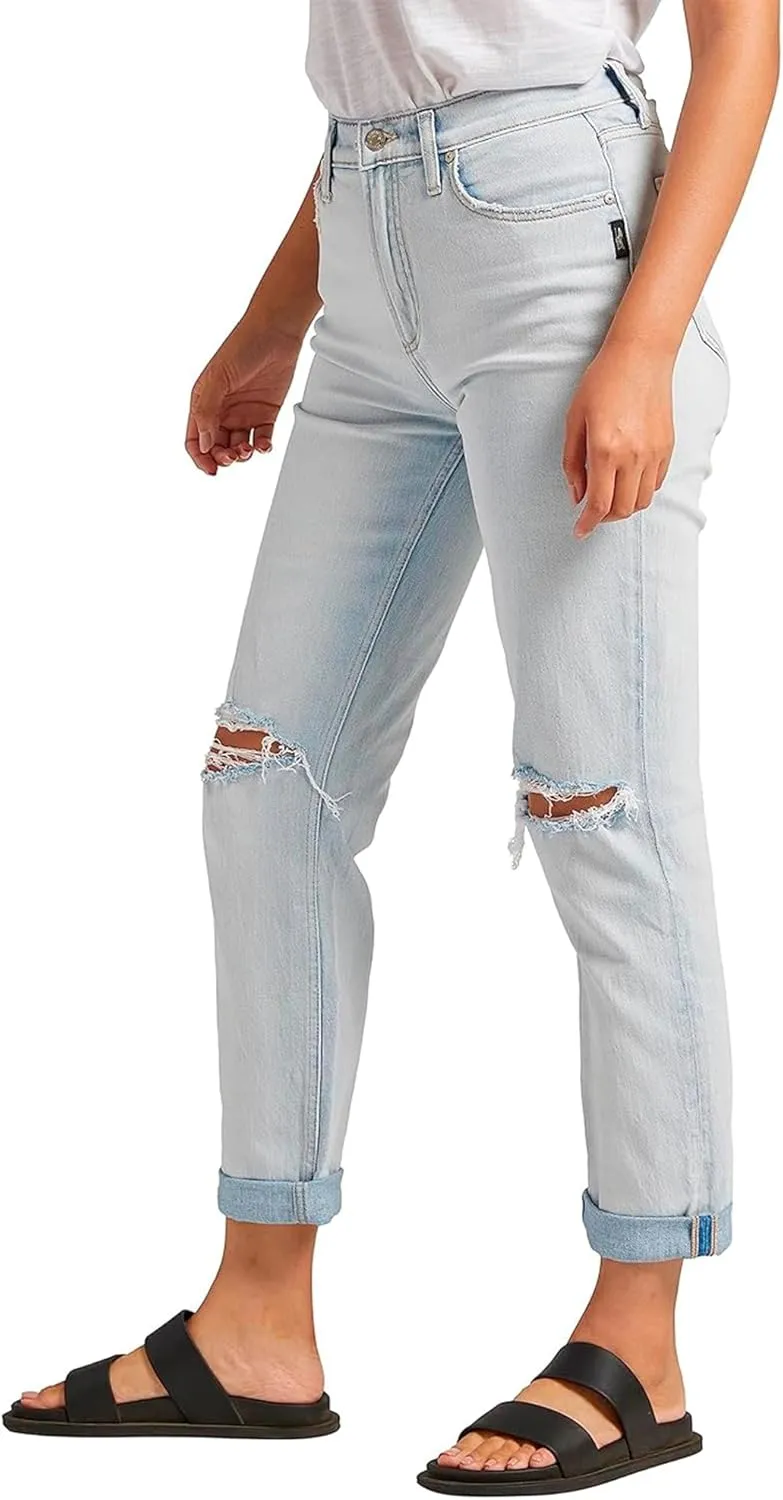 Silver Jeans Co. Women's 90s Boyfriend High Rise Straight Leg Jeans-Legacy