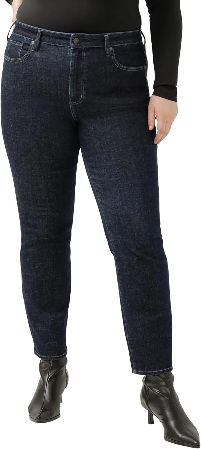 Silver Jeans Co. Women's Plus Size Isbister High Rise Straight Leg Jeans