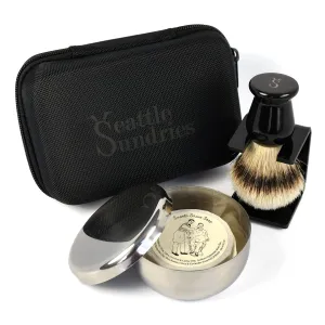 Silvertip Badger Shaving Brush Travel Shave Set for Men with Herbal Citrus Scented Shave Soap - Shave Set for Men Gift from Seattle Sundries