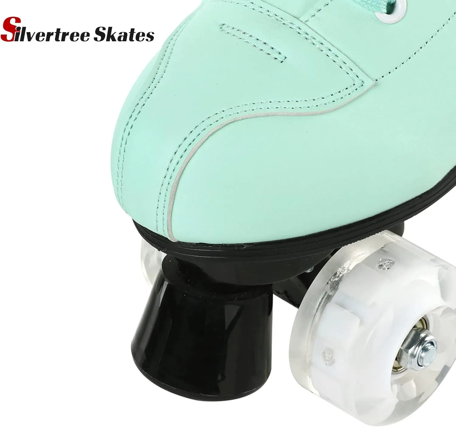 Silvertree Women's High-Top Shiny Roller Skates With Carry Bag - Leather, Four Wheels