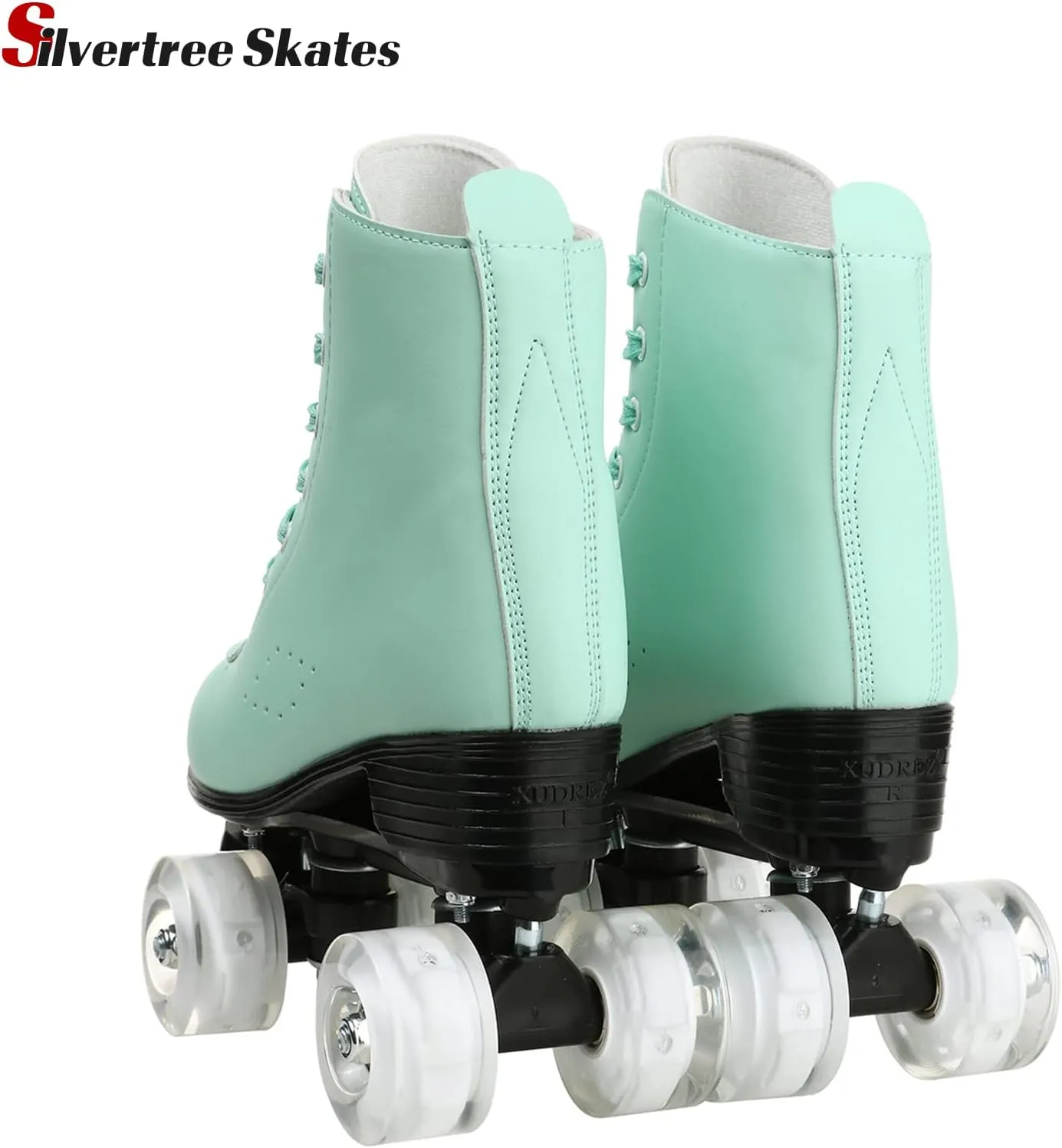 Silvertree Women's High-Top Shiny Roller Skates With Carry Bag - Leather, Four Wheels