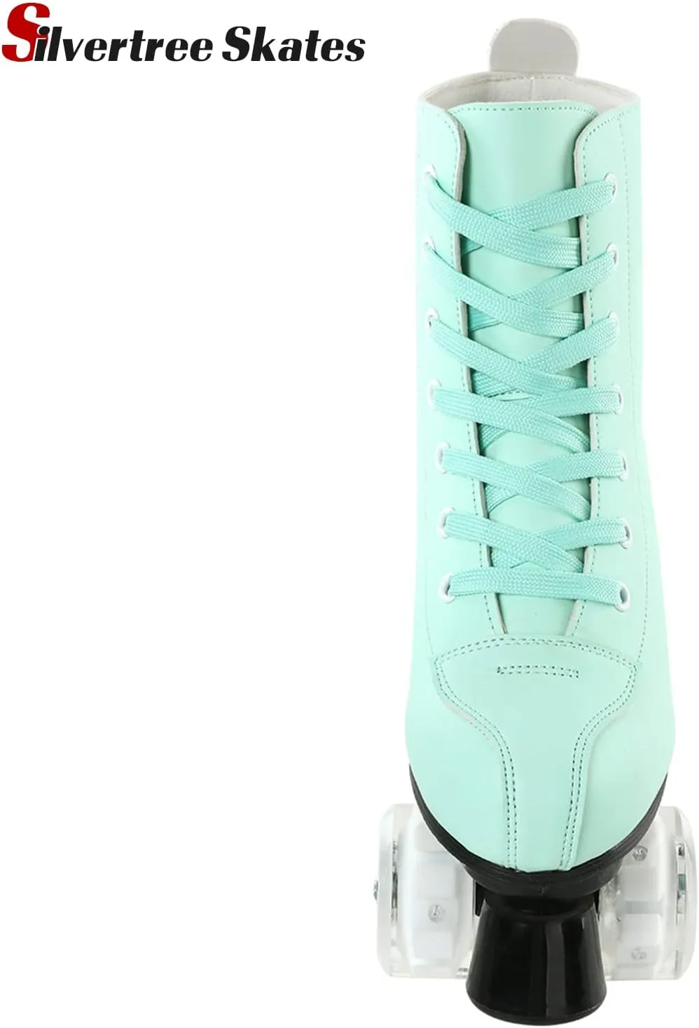 Silvertree Women's High-Top Shiny Roller Skates With Carry Bag - Leather, Four Wheels