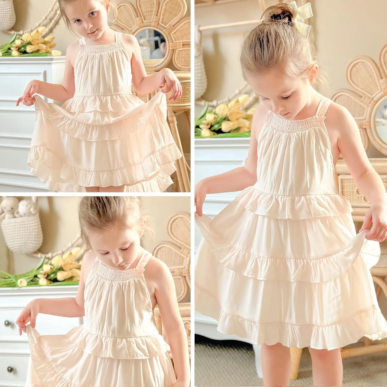 Simplee kids Girls Dresses Sleeveless Linen Dress Casual Solid Color Summer Dress