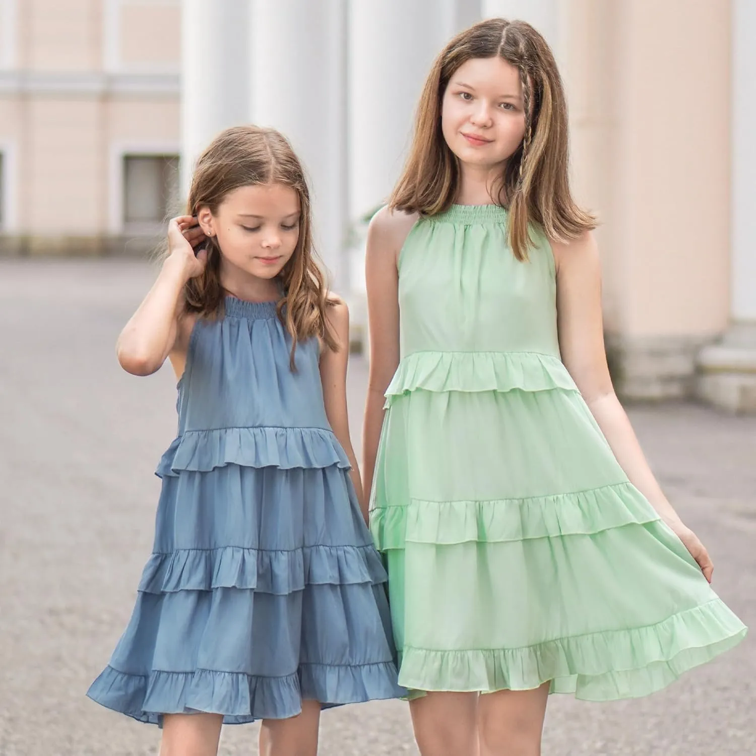 Simplee kids Girls Dresses Sleeveless Linen Dress Casual Solid Color Summer Dress