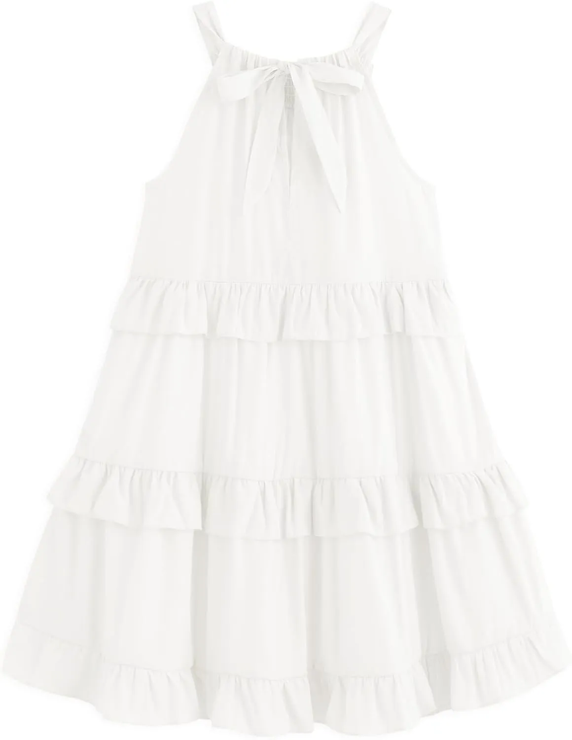 Simplee kids Girls Dresses Sleeveless Linen Dress Casual Solid Color Summer Dress