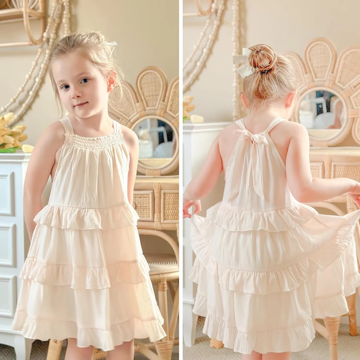 Simplee kids Girls Dresses Sleeveless Linen Dress Casual Solid Color Summer Dress