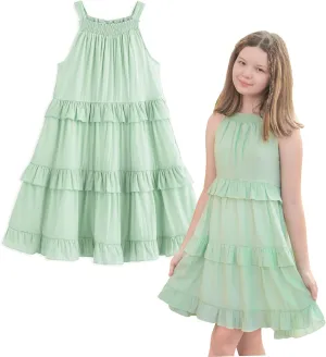 Simplee kids Girls Dresses Sleeveless Linen Dress Casual Solid Color Summer Dress