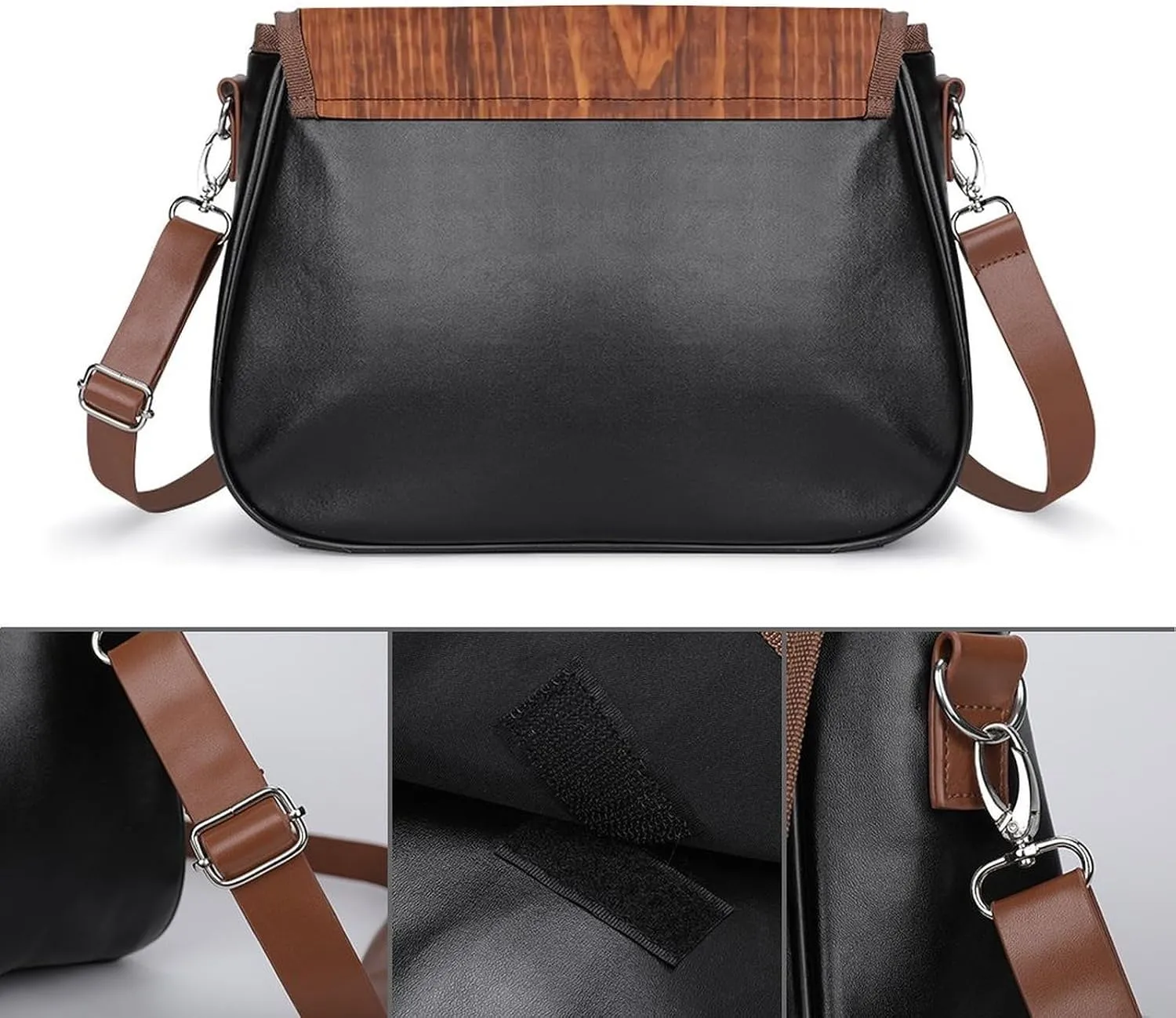 Sinclair Clan Hunting Tartan Variant Plaid Leather Decorative Crossbody Strap Backpack, Large Capacity Shoulder Bag