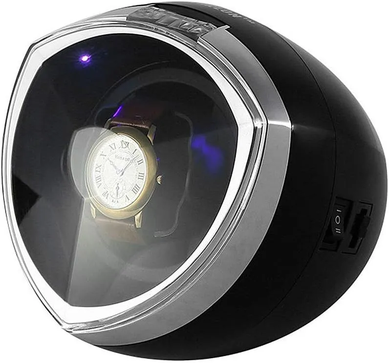 Single Watch Winder 1 Watch Automatic Winding Box with Smart Timer Control LED Illumination Quiet Motor 4 Rotation Modes