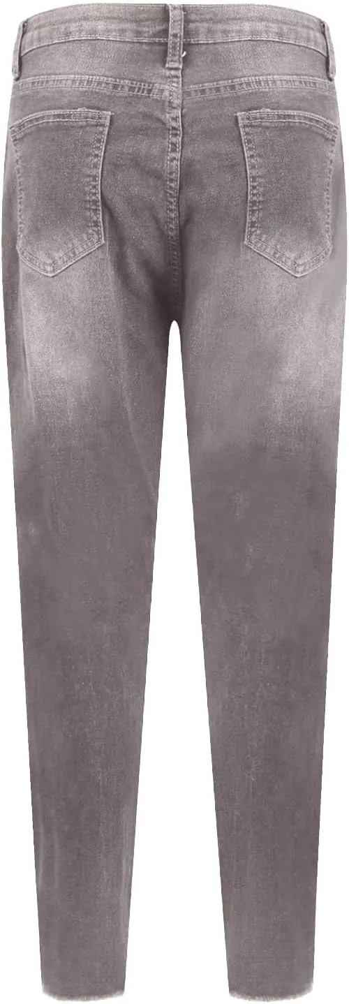 Skinny Jeans for Women Stretchy High Waisted Ripped Jeans Tummy Control Distressed Denim Leggings with Pockets