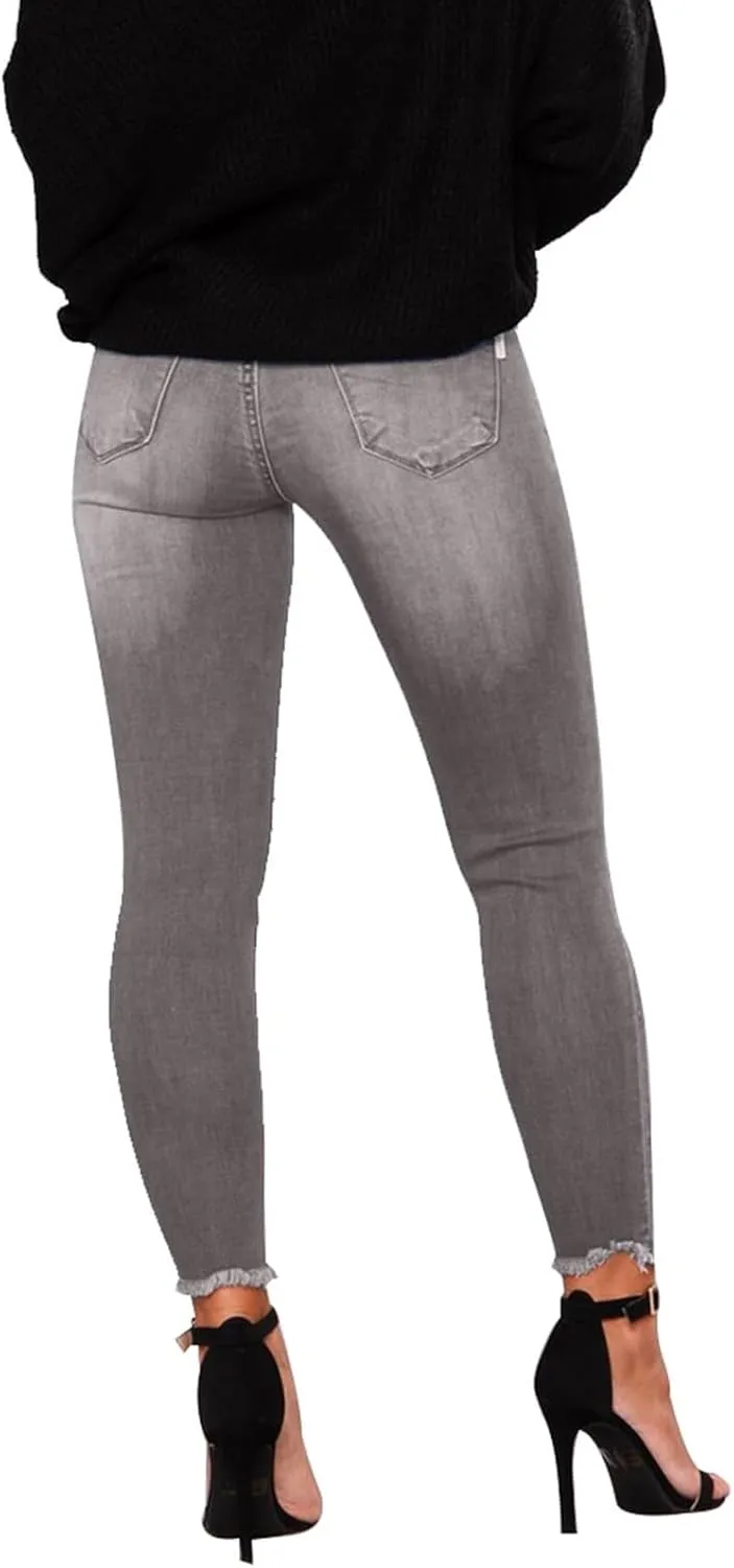 Skinny Jeans for Women Stretchy High Waisted Ripped Jeans Tummy Control Distressed Denim Leggings with Pockets
