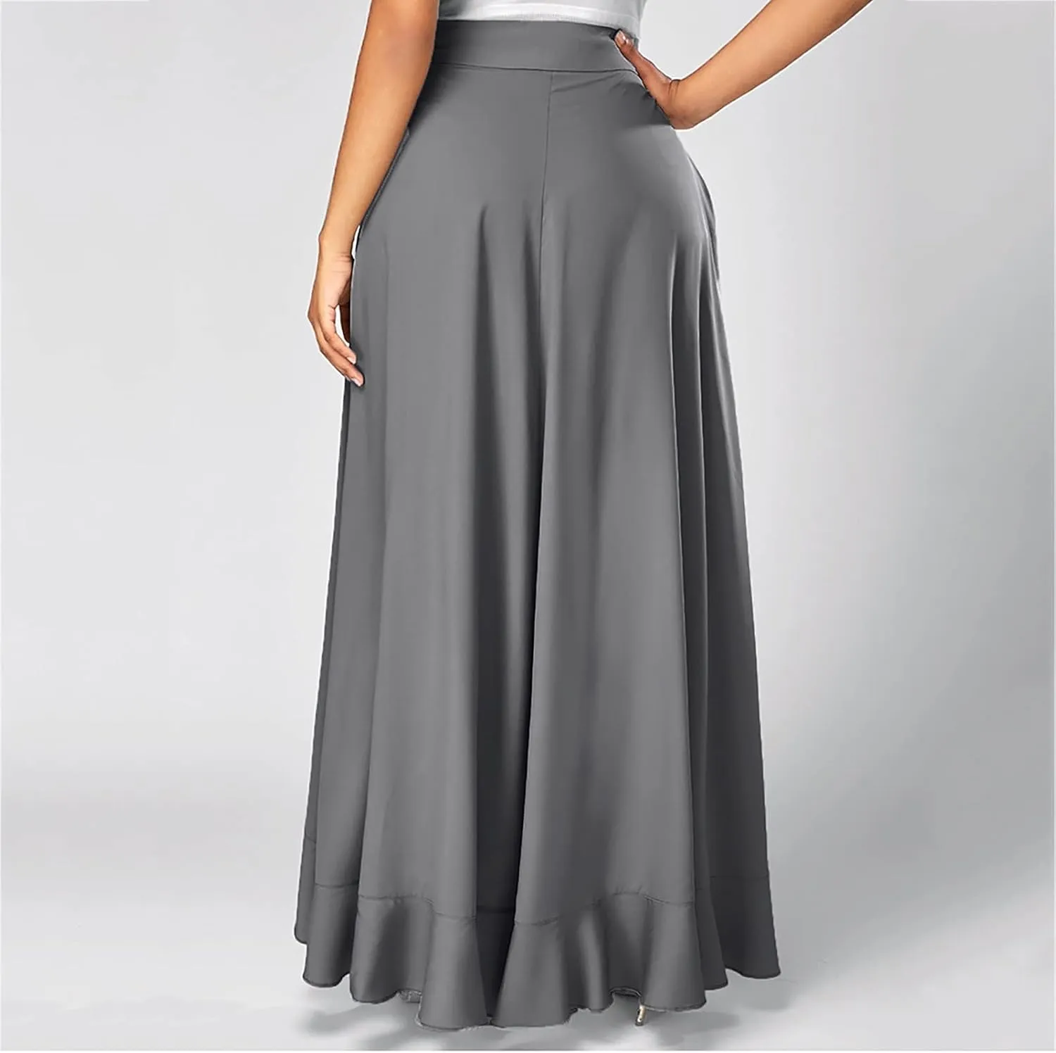 Skirts for Women's Plus Size Solid Flare Hem High Waist Midi Skirt Sexy Uniform Pleated Skirt