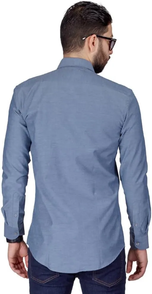 Slim Fit Men's Dress Shirt Solid Color Long Sleeves Spread Collar Fitted by AZAR