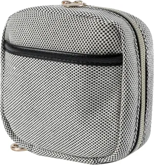 Small Canvas Makeup Bag with Compartments for Purse, Wide-open Makeup Pouch with Zipper and Keychain, Key Pocket Lipstick Bag Travel Organizer Bag (04Black)
