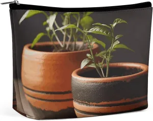 Small Clay Pot Makeup Bag for Purse Waterproof Cosmetic Bags Makeup Pouch with Zipper Travel Toiletry Bag Organizer for Women Ladies
