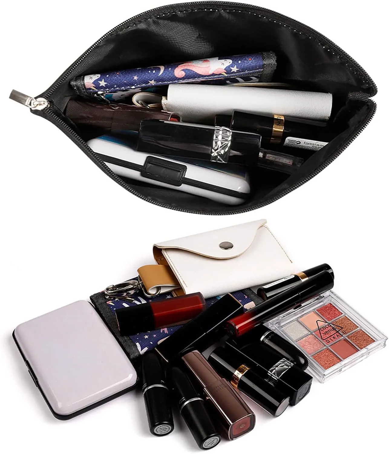 Small Cosmetic Bag Elegant Roomy Cartoon Little Cat Makeup Bags Portable Zipper Pouch Lipstick Bag Travel Toiletry Bag for Best Friend Gift