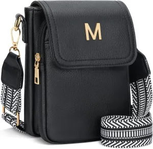 Small Personalized Initial Crossbody Bag for Women Cell Phone Leather Purse Wallet Birthday Gift