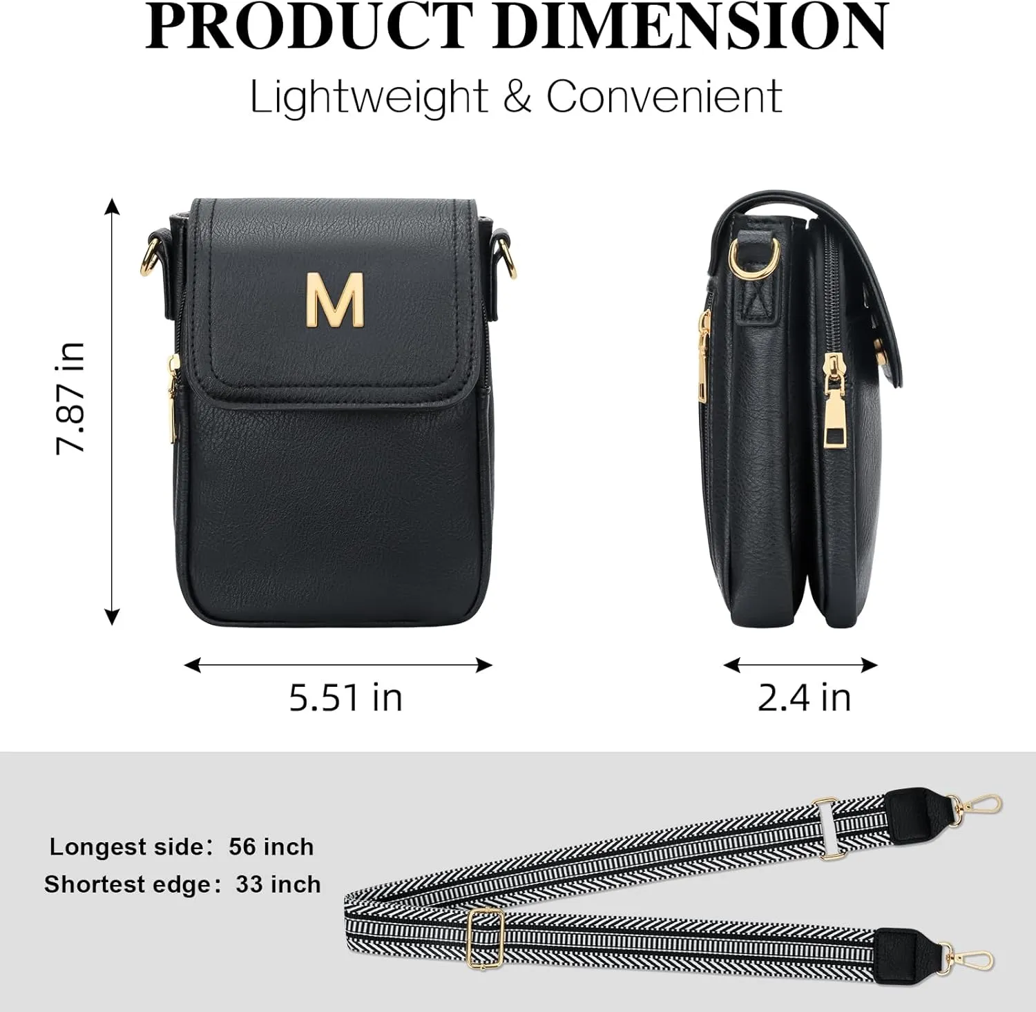 Small Personalized Initial Crossbody Bag for Women Cell Phone Leather Purse Wallet Birthday Gift