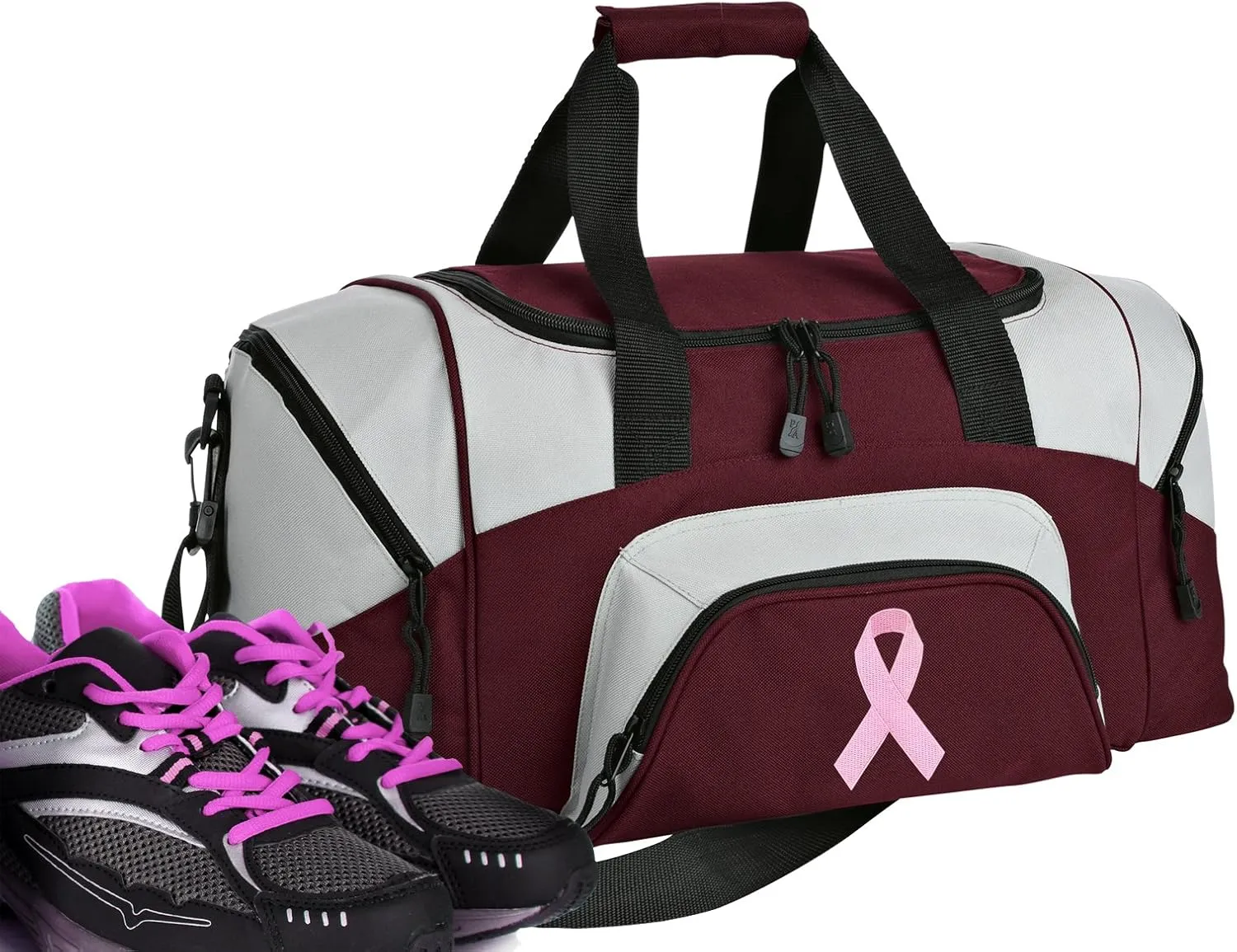 SMALL Pink Ribbon Gym Bag Deluxe Pink Ribbon Travel Bag