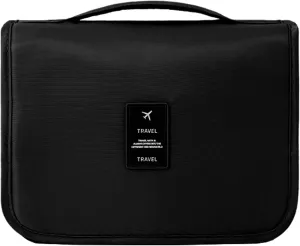 Small Toiletry Bag, Travel Bag with Hanging Hook Makeup Cosmetic Organizer for Bathroom Women Men Waterproof Portable (Black)