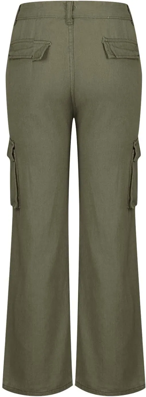 SMIDOW Womens Baggy Cargo Pants Jeans Chino Pants Jeans with Multiple Pockets Straight Leg Workout Casual Denim Pants
