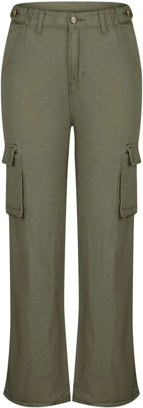 SMIDOW Womens Baggy Cargo Pants Jeans Chino Pants Jeans with Multiple Pockets Straight Leg Workout Casual Denim Pants