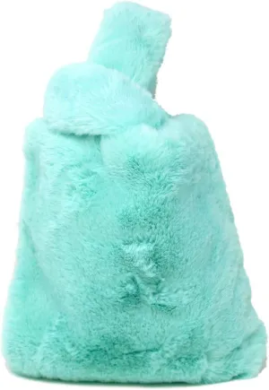 Soft Faux Fur Pull Through Strap Slouchy Wrist Fashion Tote Bag