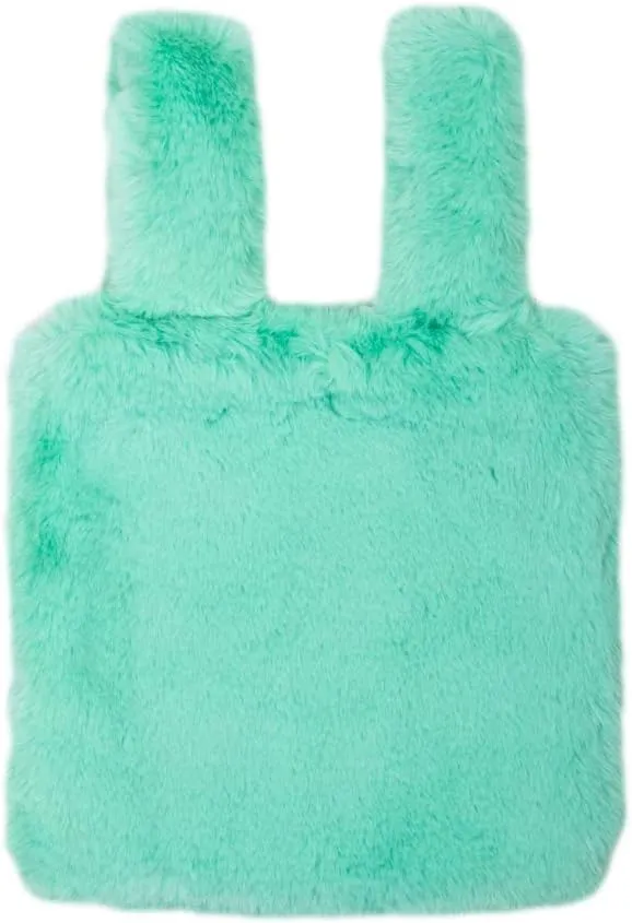 Soft Faux Fur Pull Through Strap Slouchy Wrist Fashion Tote Bag