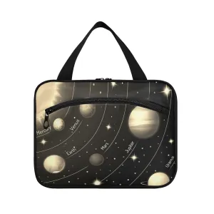 Solar System with the Sun Earth Mars Mercury Jupiter Saturn Uranus 1 PC Hanging Travel Wash bag with Handles, Portable Makeup Organizer Brush Storage Case Portable Travel Cosmetic with Hook M