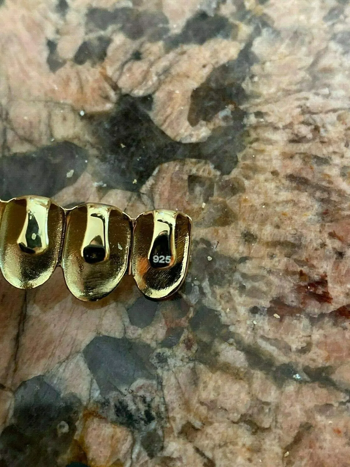 Solid 925 Sterling Silver Grillz - 14K Yellow Gold Finish - 6 Or 8 Tooth Or Single Caps/Top & Bottom Grills For Teeth - Real Solid Silver Fronts Don't Change Color