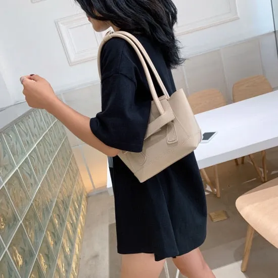 Solid Color Elegant Shoulder Bags For Women 2019 Fall PU Leather Handbags Female Travel Hand Bag Ladies Handbag