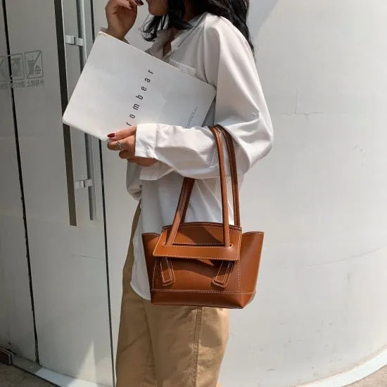 Solid Color Elegant Shoulder Bags For Women 2019 Fall PU Leather Handbags Female Travel Hand Bag Ladies Handbag