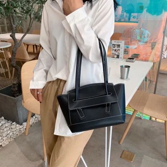 Solid Color Elegant Shoulder Bags For Women 2019 Fall PU Leather Handbags Female Travel Hand Bag Ladies Handbag