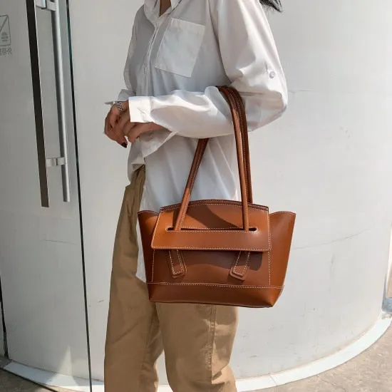 Solid Color Elegant Shoulder Bags For Women 2019 Fall PU Leather Handbags Female Travel Hand Bag Ladies Handbag