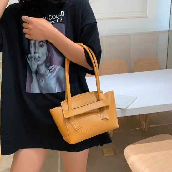 Solid Color Elegant Shoulder Bags For Women 2019 Fall PU Leather Handbags Female Travel Hand Bag Ladies Handbag