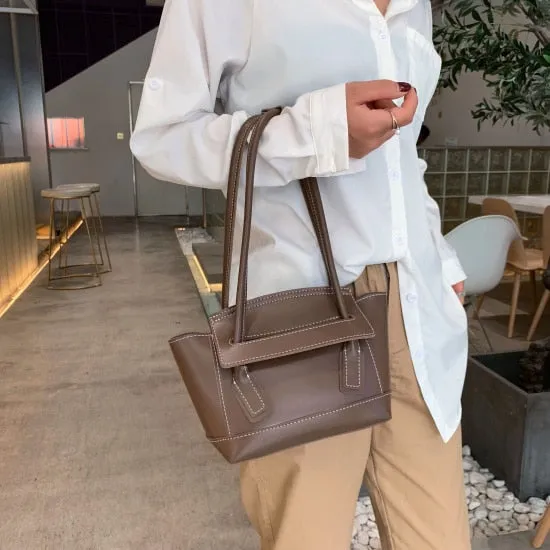 Solid Color Elegant Shoulder Bags For Women 2019 Fall PU Leather Handbags Female Travel Hand Bag Ladies Handbag