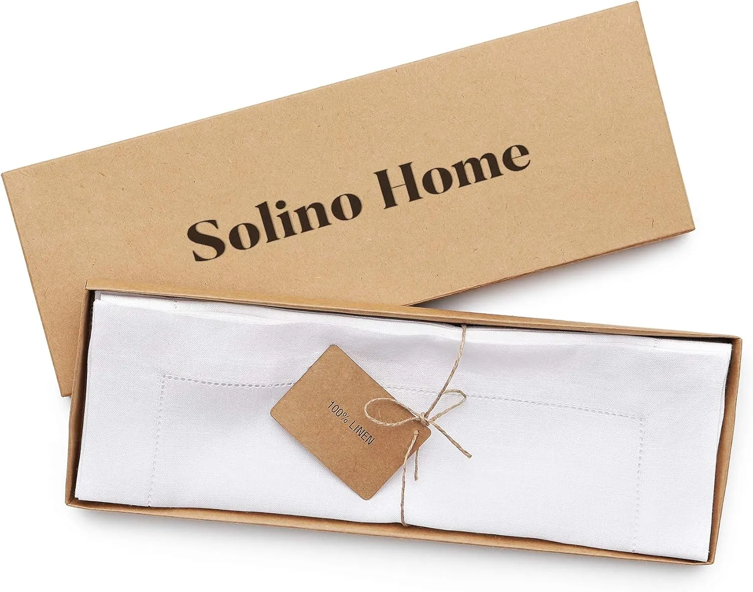 Solino Home Linen Placemats Set of 4 - Classic Hemstitch White Placemats 14 x 19 Inch - 100% Pure Linen Table Mats for Spring, 4th of July, Memorial Day, Summer