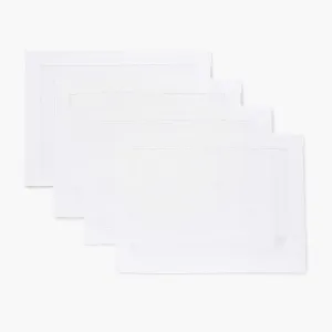 Solino Home Linen Placemats Set of 4 - Classic Hemstitch White Placemats 14 x 19 Inch - 100% Pure Linen Table Mats for Spring, 4th of July, Memorial Day, Summer