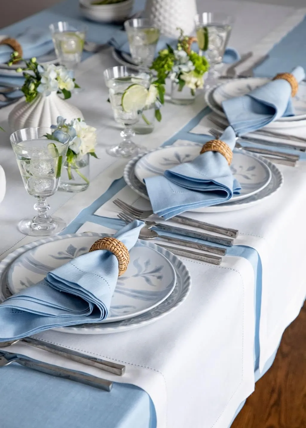 Solino Home Linen Placemats Set of 4 - Classic Hemstitch White Placemats 14 x 19 Inch - 100% Pure Linen Table Mats for Spring, 4th of July, Memorial Day, Summer