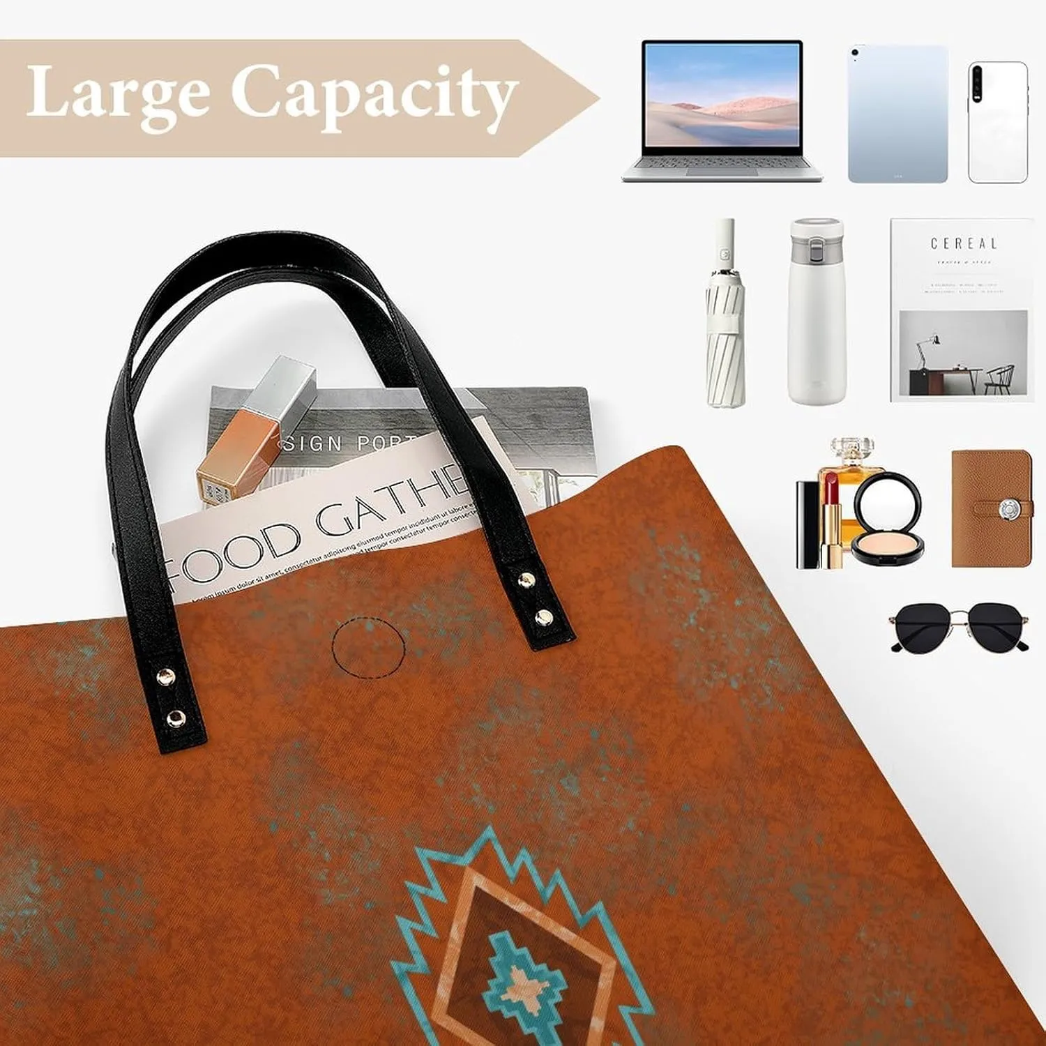 Southwest Canyons Diamon Large Capacity Leather Handbag